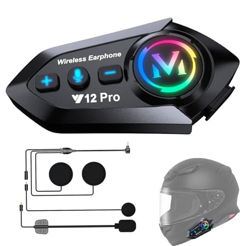 Intercom Moto Bluetooth 5.4 Kit Casque Moto Double-Puce Audio-Multitâche Motocyclette Communication Systèmes,500M Système de Communication Entre 2 Motards IP56 Étanche Compatible Tous les casques