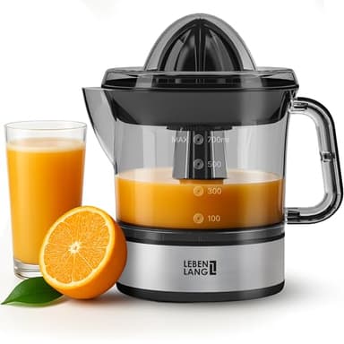 LEBENLANG Presse agrume electrique - 2 cônes & sans BPA I Haut rendement en jus I 700ml presse agrumes electriques I Presse-agrumes de jus d'orange machine électriques Presseur fruits automatique