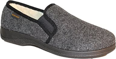 Intermax Chaussons pour homme en feutre rembourrés - Feutre, laine vierge - Gris anthracite - Noir - anthracite, 44 EU