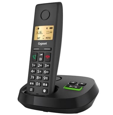 Gigaset Pure 220A - Téléphone DECT sans Fil avec répondeur - Blocage d’Appel et Fonction Mains Libres - Répertoire 80 Contacts, Noir Anthracite [Compatibilité avec DE, IT, FR, NL, Che, AUT]