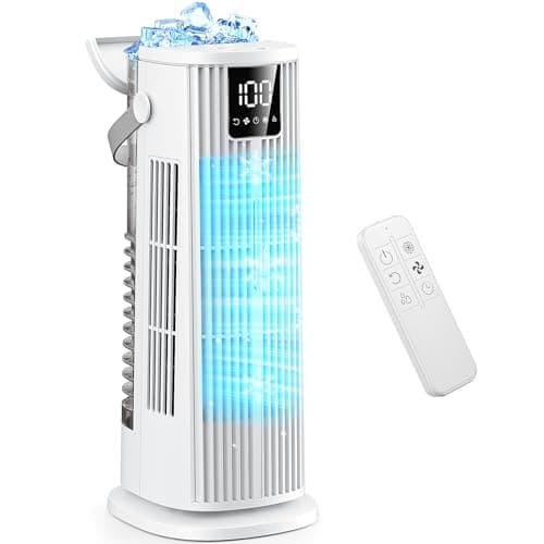Climatiseurs Portables 1350ML Climatiseur Mobile,Rafraichisseur d'air Silencieux 36W Faible Conso,4 Vitesses 2 Modes de Pulvérisation, 12H Minuterie,120° Oscillation Télécommande pour Chambre,Cuisine