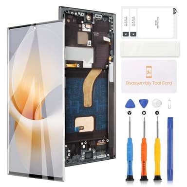 TFT LCD Display pour 6.8" Samsung Galaxy S22 Ultra 5G S908 S908B SM-S908B SM-S908B/DS Écran LCD Écran Tactile Assemblée Remplacement Verre Digitizer avec Outils(Noir avec Cadre)