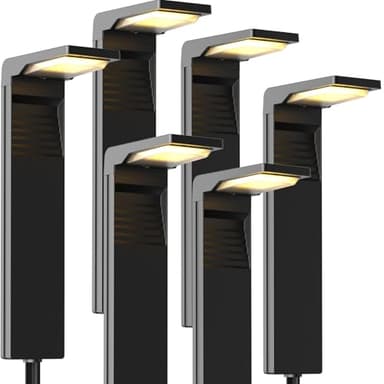 OUSFOT Lampes Solaires Extérieures 6 Pièces 32 LED Borne Solaire Jardin avec 2 Couleurs Températures IP65 Imperméable pour Extérieur Allée Sol