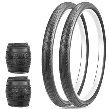 MEGHNA pneus VTT 20/24 / 26x1.75 Pouces Ensemble de 2 pièces pneus de vélo vélo de Route, VTT, vélo électrique, vélo Hybride, vélo Hors Route, pneus pliants pneus antidérapants (26x1.75 2PCS)