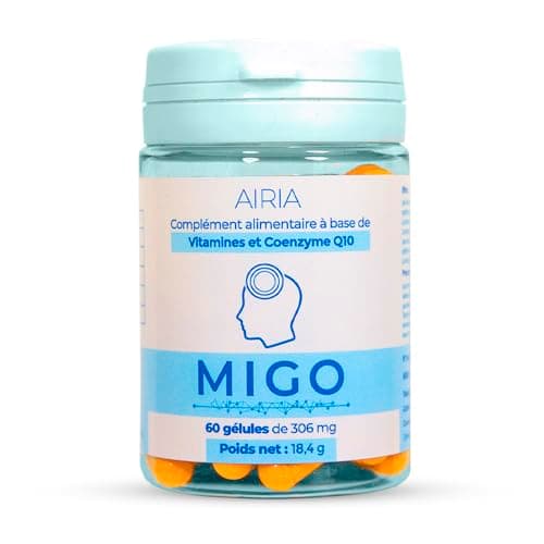 Migo® - Migraine Ophtalmique, Migraine avec Aura et Fatigue Oculaire - Traitement de fond à base de Co-Enzyme Q10, VITAMINE B12, B2, E et D (Fabriqué en France)