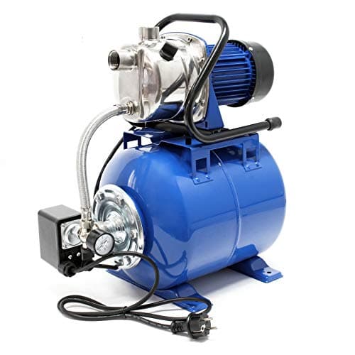 Wiltec Station Eau domestique Pressostat & Réservoir à vessie en Fer 1200 W 3400l/h Réservoir à membrane 19 L Pompe à eau industrielle submersible Eau Puie Jardin
