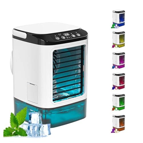 HBDSMLPL avec Glacière Rafraichisseur d'air Silencieux, Climatiseur Mobile 3 Vitesses Et LED 7 Couleurs Clim sans Tuyau D évacuation Climatiseur