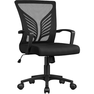 Yaheetech Chaise Bureau Ergonomique en Maille Respirante, Fauteuil d'Ordinateur Inclinable avec Support Lombaire à roulettes Pivotante, Siège Bureau en Hauteur Réglable, Capacité 136kg Noir