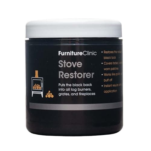 Restaurateur de poêle Furniture Clinic – Restaure la couleur noire mate naturelle sur les brûleurs à bûches, les grilles et les cheminées. Fonctionne comme un vernis - 250 ml