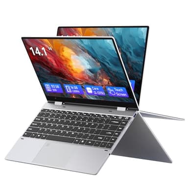 Ordinateur Portable 2-in-1, PC Portable Core i3-1315U , Laptop 16GB RAM+512GB SSD, UHD Graphics, Win11, 360° Rotating Touchscreen, clavier rétroéclairé/ déverrouillage par empreinte digitale/Type-C