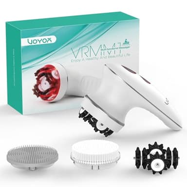 VOYOR Appareil de Massage Anti Cellulite Electrique Massage Cellulite Masseur pour Tete Dos Pied Visage Cervicale avec 3 Têtes Muti-fonctionnelles Brosse Nettoyante Visage Étanche VRMM1