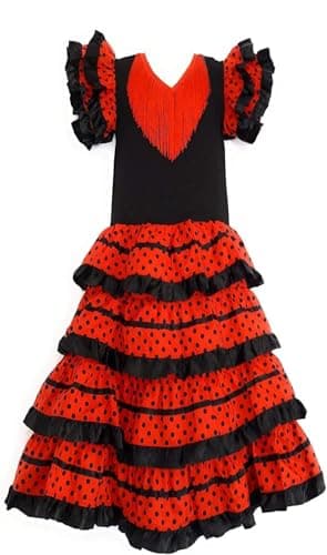 Robe Flamenco Adulte (FR/ES, Alpha/Lettres, TG, Taille Normale, Taille Normale, Rouge)