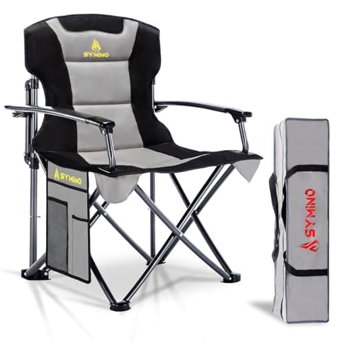 Symino Chaise Pliante Camping Max de 150kg avec Accoudoirs - Fauteuil Pliable pour Jardin/Pêche/Extérieur Grau