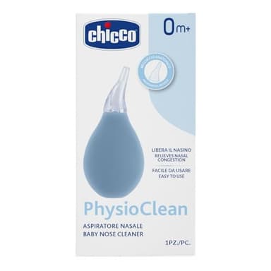 Physioclean Aspirateur nasal pour bébé, nettoie le nez fermé des enfants de manière simple et délicate, facile à utiliser grâce à sa forme ergonomique, avec bec doux, 0 Mois+