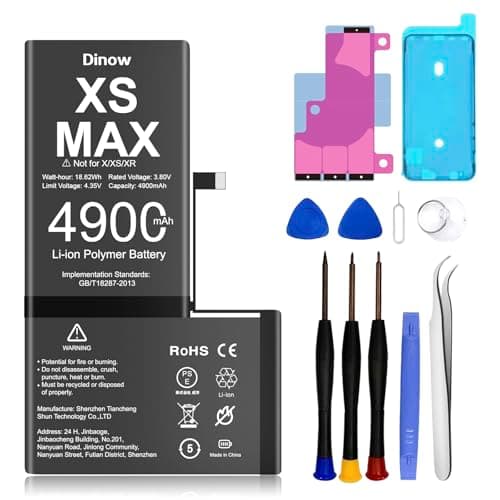 Batterie pour iPhone XS Max, 4900mAh Batterie de Remplacement Polymère Li-ION Haute Capacité Compatible avec iPhone XS Max, Batterie Interne pour iPhone XSMAX avec Kit d'Outils de Remplacement