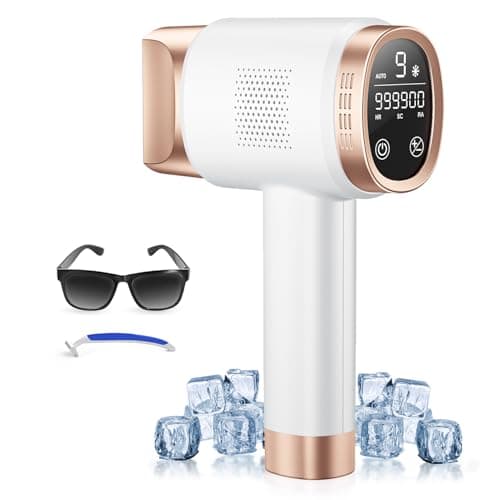 Épilateur Lumière Pulsée avec Fonction de Refroidissement, 21J Épilateur Laser avec Grand Écran LCD, Fonctions HR/SC/RA,9 Niveaux D'énergie, Épilation IPL Douleur pour Femmes et Hommes, Blanc