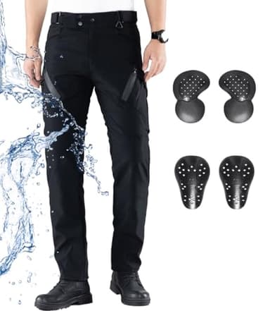 CTBQiTom Pantalons de Moto pour Hommes et Femmes,Pantalons de Moto Imperméables et Respirants avec Armure CE Amovible,Noir,XL