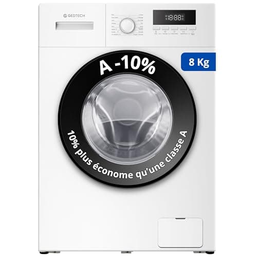 Lave-linge frontal GEDTECH GLL81400WH - 8 Kgs - 1400 tr/mn - 16 programmes - Eco - Intensif - Rapide – Très Faible conso
