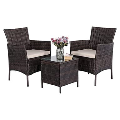 MaxxGarden Salon de jardin - Mobilier de jardin resine tressee – Salon exterieur pour la terrasse – Ensemble salon en rotin pour 2 personnes - 2 Fauteuils et 1 table basse