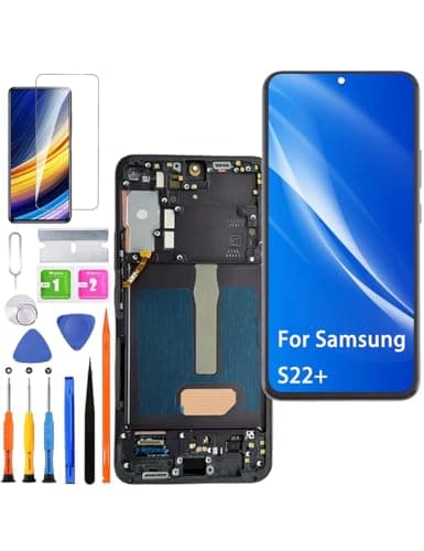 HLYGZX Écran de rechange pour Samsung Galaxy S22+ 5G LCD TFT, S906B S906B/DS Kit de pièces de réparation (noir avec cadre, sans empreintes digitales, version UE)