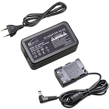 Glorich ACK-E6 pour AC Adaptateur pour Appareil Photo numérique Canon EOS 5DS, 5DS R, 5D Mark II, 5D Mark Ⅲ, 5D Mark IV, 60D, 6D, 6D Mark II, 70D, 7D, 7D Mark II, 80D, 90D, EOS R, R5, R6 Full-décodé