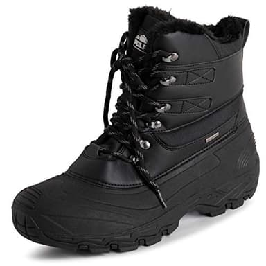 Polar Hommes Imperméable Semelle Bande De Roulement Profonde Fausse Fourrure Doublée l'hiver Bottes De Neige - Noir Lacer - UK8/EU42 - YC0682