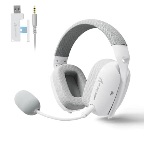 MAMBASNAKE Attack Shark L80PRO Casque de Jeu sans Fil Ultraléger, Son Surround 7.1, avec Double Micro Pliable, Tri-Mode (Filaire 2,4 GHz/BT/3,5mm), Haut-Parleur 40 mm, pour PC/Mac/PS/Xbox, Blanc