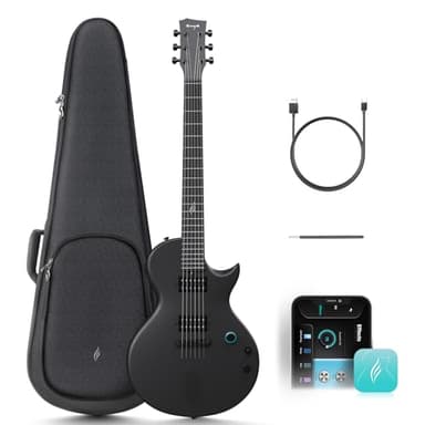 Enya Guitare Électrique Nova Go Sonic - Guitarra Intelligente Noire en Fibre de Carbone avec Haut-Parleur sans fil 10 W, Préréglages Intégrés, Câble de Chargement, Clé de Réglage et Sac de Transport