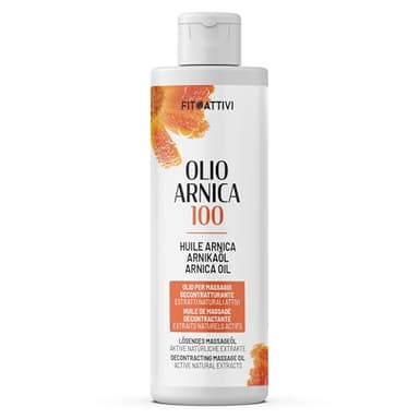 Huile Arnica Très Forte pour Massages Relaxants et Décontracturants, Huile Idéale pour les Tensions Musculaires et les Sportifs avec Camphre Réchauffant, Lavande et Eucalyptus, 250 ml - FITOATTIVI