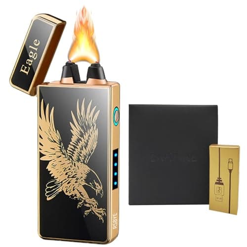 RSBYE Briquet Tempête Haute Puissance Électrique Avec Indicateur de Batterie, Rechargeable USB, Personnalisé Pour Homme, Cadeau (Aigle)