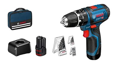 Bosch Professional 12V System Perceuse-Visseuse à Percussion sans Fil GSB 12V-15 (Batterie 2x2.0 Ah + Chargeur Inclus, 2x Jeu de Forets, 1x Jeu d'Embouts, dans un sac) - Amazon Exclusive Set
