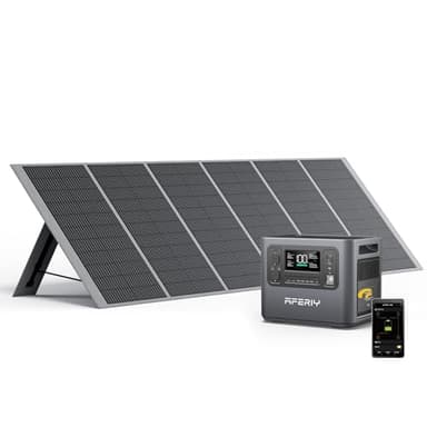 AFERIY Générateur Solaire 2400W avec 400W Panneau Solaire, 2048Wh Batteries LiFePO4, Sorties AC 220V-240V, Panneau Solaire Pliable avec Ports USB, IP65, pour Camping/Maison/Domicile