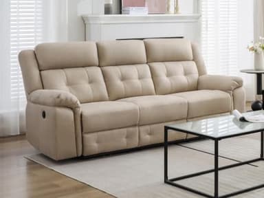 Vente-unique - Canapé 3 Places Relax électrique en Microfibre Beige ORTIANO