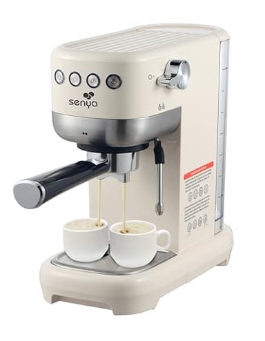 Senya Machine à café Tasty Coffee Crème 20 bars, cafetière expresso et cappuccino 1300W, Thermoblock, mousseur de lait, arrêt automatique, SYBF-CM006C-2