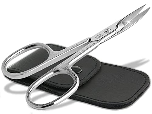 Ciseaux à ongles de Solingen avec étui - Fabriqués en Allemagne - Manucure Pédicure avec lame incurvée tranchante pour couper les ongles des mains et des pieds 9,5 cm