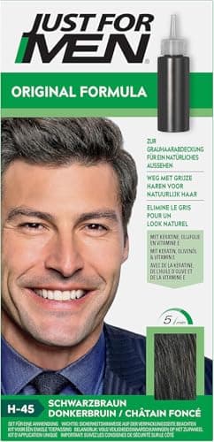 Just For Men Gel Colorant, Teinture Cheveux Châtain Foncé, Coloration Cheveux Homme, Couvre Les Cheveux Blancs Et Restaure La Couleur D'Origine Pour Un Résultat Naturel, Rapide Et Facile, H45