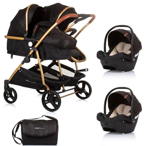 DUO SMART Poussette jumeaux ou enfants rapprochés largeur 79 cm Noir + 2 cosy noir
