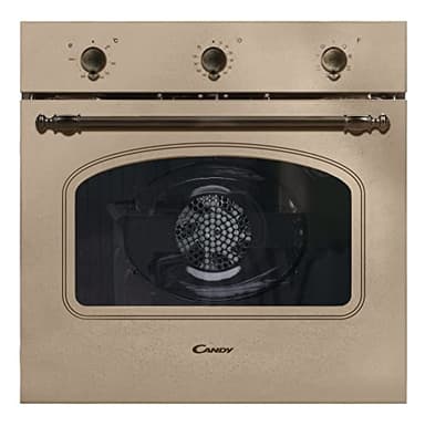 Candy FCC603NAV Four électrique à encastrer, ventilé, capacité 65 litres, multifonction et fonction pizza, 8 programmes, 56,8 x 59,5 x 59,5 cm, style rustique, avoine, classe A+