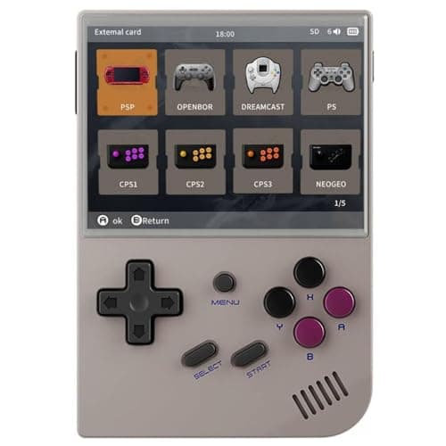 ANBERNIC RG35XX Plus Console de Jeux Portable rétro, Plus de 20 émulateurs incluant PSP, N64, PS1, GBA, et Plus de 5400 Jeux pré-installés, 64G, Gris