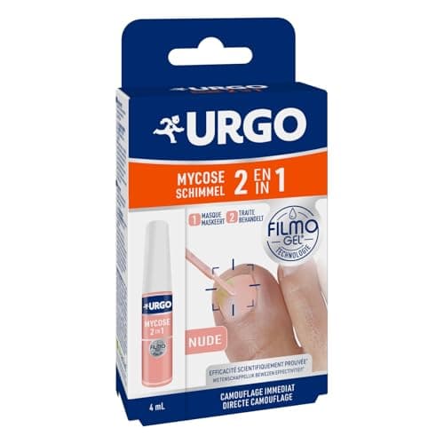 Urgo - FILMOGEL Mycose 2 en 1 - Masque et Traite les Ongles atteints de Mycose - Rendu Nude Discret - Dès 16 ans - 4 ML