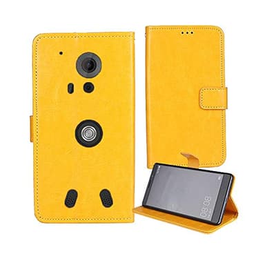 Gukas Flip Premium Retro Business Cuir Housse Coque Étui pour Crosscall Trekker-X4 5.5" Cas Magnétique Téléphone Couverture Protecteur Portefeuille Cover Case Support Stand (Jaune)