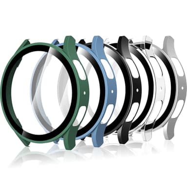 Bigqin 5 Pièces Coque Montre Compatible pour Samsung Galaxy Watch 7 44mm Protecteur D'écran,HD Résistant Rayures Verre Trempé PC Protection Case Compatible pour Samsung Galaxy Watch 7 44mm