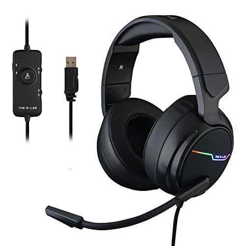 The G-Lab Korp Thallium Casque Gaming USB Son 7.1 Digital Surround - Micro Casque Gamer Audio Haute Qualité - Microphone à réduction de bruits - LED RGB - Compatible PC PS4 PS5 (Noir)