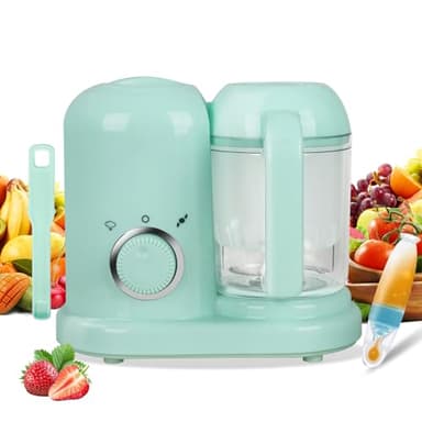 Robot multifonctions 4 en 1, préparateur d'aliments pour bébés, diversification alimentaire, cuiseur vapeur, mixeur, décongélation, réchauffage, cuisson vapeur douce, cuisson vapeur rapide (Vert)