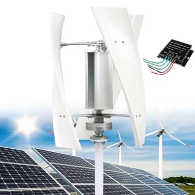 14000W Kit de générateur d'éoliennes Verticales de Jardin, 12V/24V/48V/110V/220V Petite éolienne Verticale AC triphasée avec contrôleur MPPT,pour équipement Industriel D'énergie ,White-48V