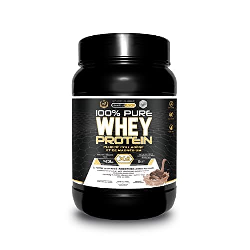 Healthy Fusion 100% Pure Whey Protein | Protéine Pure avec Collagène & Magnésium | Tonifie, Augmente la Masse Musculaire & Aide à la Récupération | Saveur Chocolat | 1000g