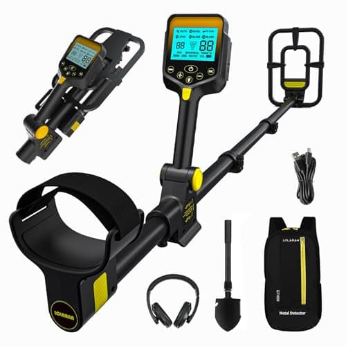 LOLARAN Kit de Détecteur de Métaux pour Adultes et Enfants, Batterie au Lithium Rechargeable, Détecteur de Métaux Professionnel avec Mode Pinpoint, Detecteur de Metaux sans Fil, Rétractable, Étanche
