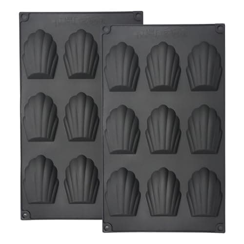 YXHZVON 2 Pièces Moule a Madeleine, 9 Cavités Moule Madeleine Silicone Antiadhésifs pour Mousse Chocolat Muffin Pudding（Noir）