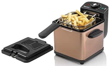 Bestron Friteuse à huile, mini friteuse pour une portion de frites, inclut la technologie de zone froide & contrôle de la température, fenêtre de visualisation & filtre à huile, Couleur: Cuivre