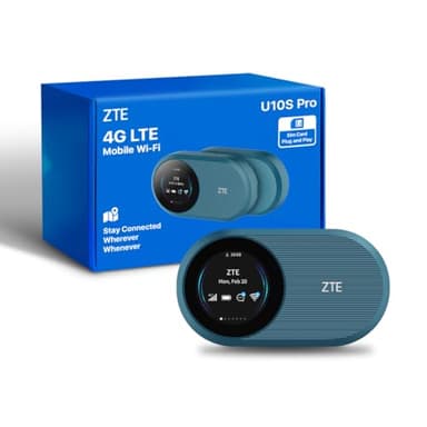 ZTE U10S Pro Blue, 4G+LTE Mobile Wi-FI 6, WiFi de Voyage Portable débloqué à Faible coût, connecte 32 appareils, 3000 mAh, autonomie de 10 Heures, itinérance sur Tous Les réseaux mondiaux